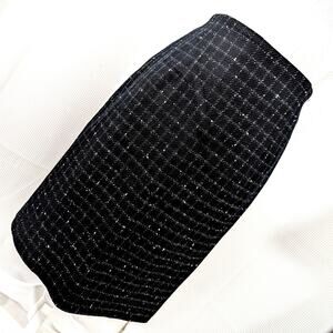 NWOT! JONES NEW YORK! FINE WOOL BLACK/WHITE NUBBY WEAVE PLAID PENCIL SKIRT! SZ 6